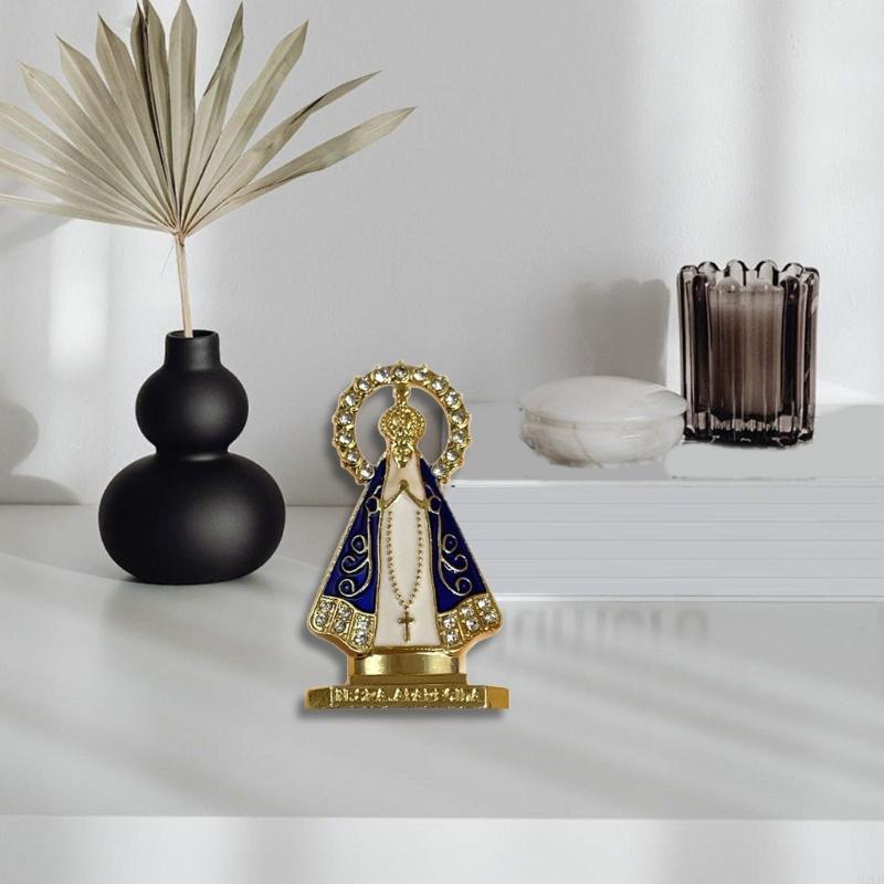 62KD Alloy Ritual Artifact With Precise Engravings Enamel Rhinestones Figurine For Prayer Corner And Collectors' Ornament