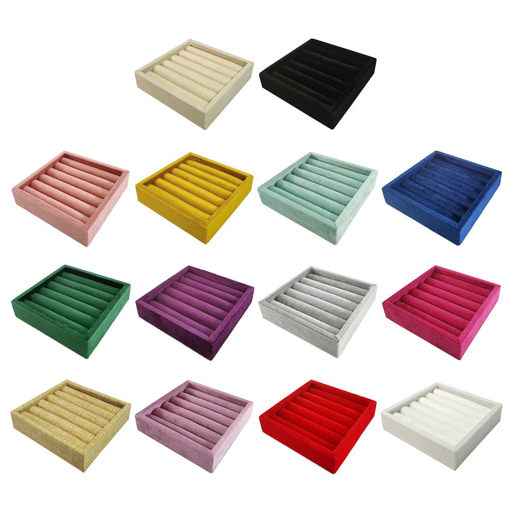 Portable Velvets Ring Display Tray Elegant Jewelry Storage Organizer Drawer Style Earrings and Rings Showcase Stand