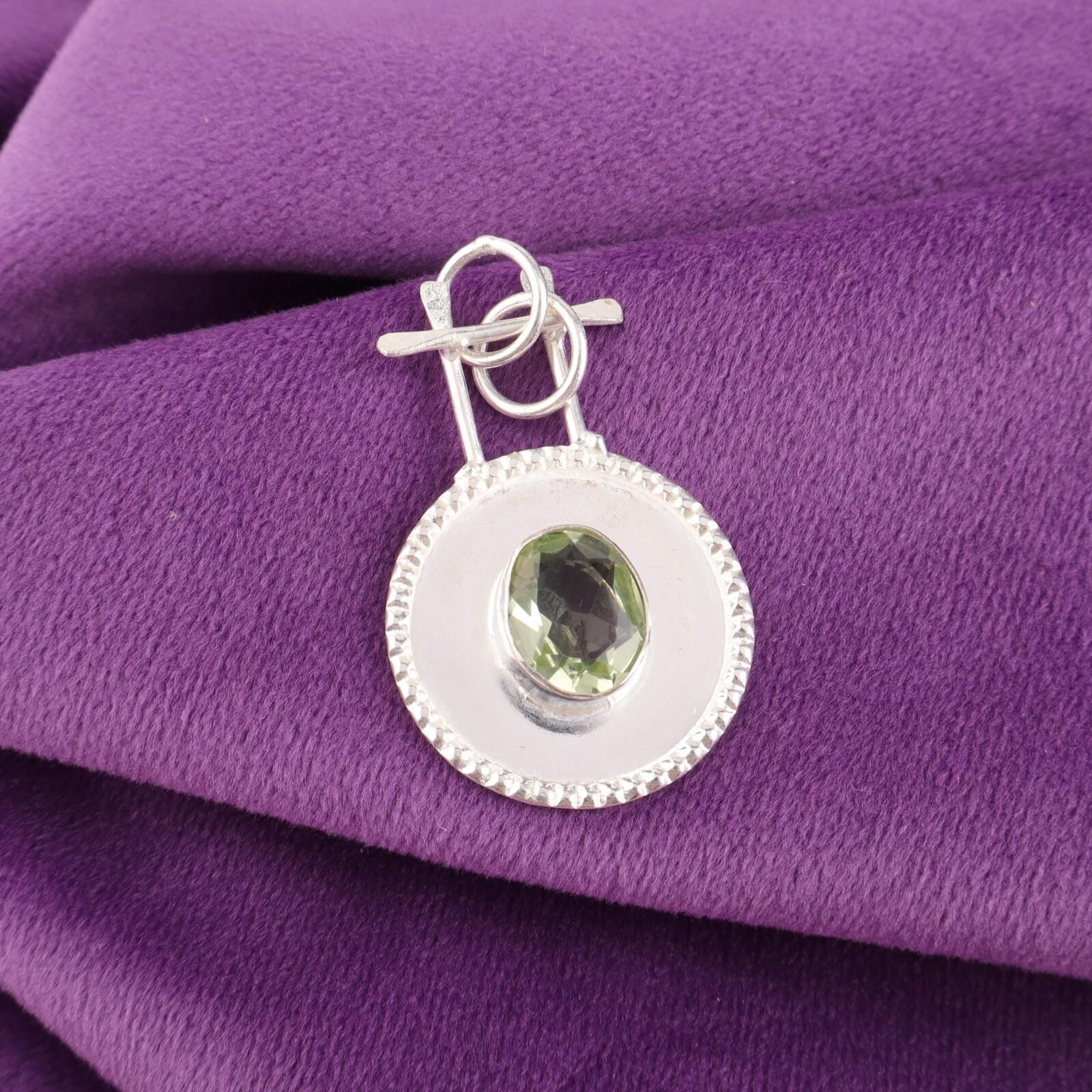 

Овальный Натуральный Зеленый Аметист Подарок Жене Помолвка Новый Подвеска Стерлинговое Серебро PP-57-10