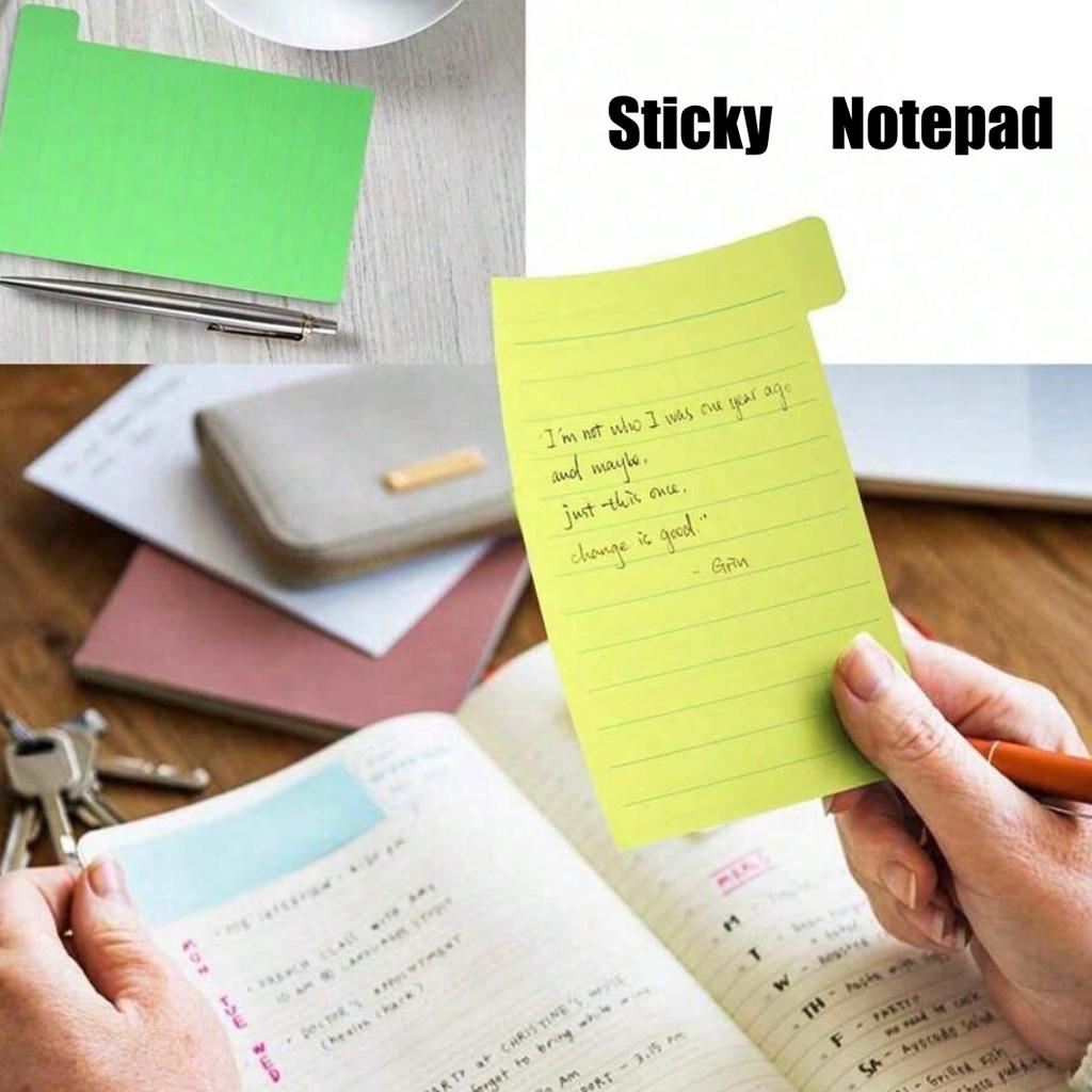 Tabbed Index Divider Sticky Notes, 60 Lined Self-Adhesive Notes, Neon Colors For Office School