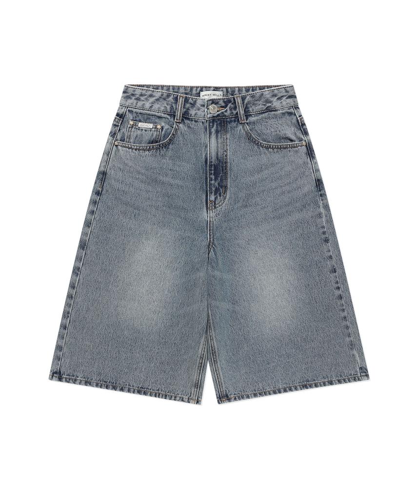 WACKY WILLY Women'S Applique Denim Bermuda Shorts Blue