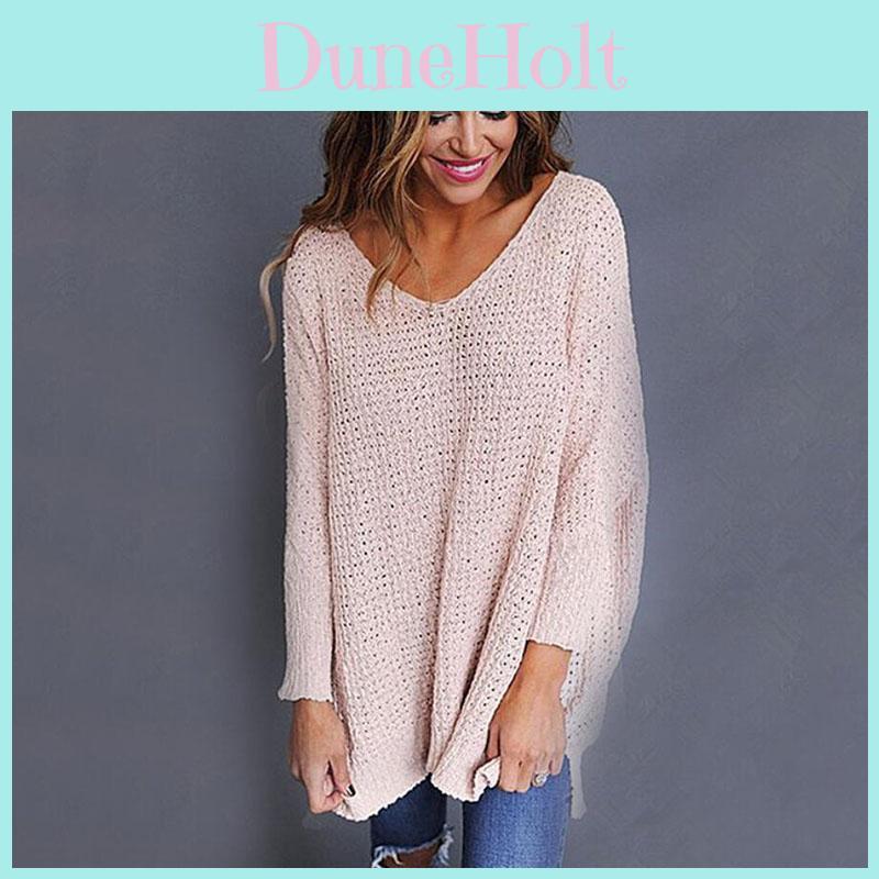 Fashionable And Comfortable Womens V Neck Knitted Pullover Sweater With Long Sleeves