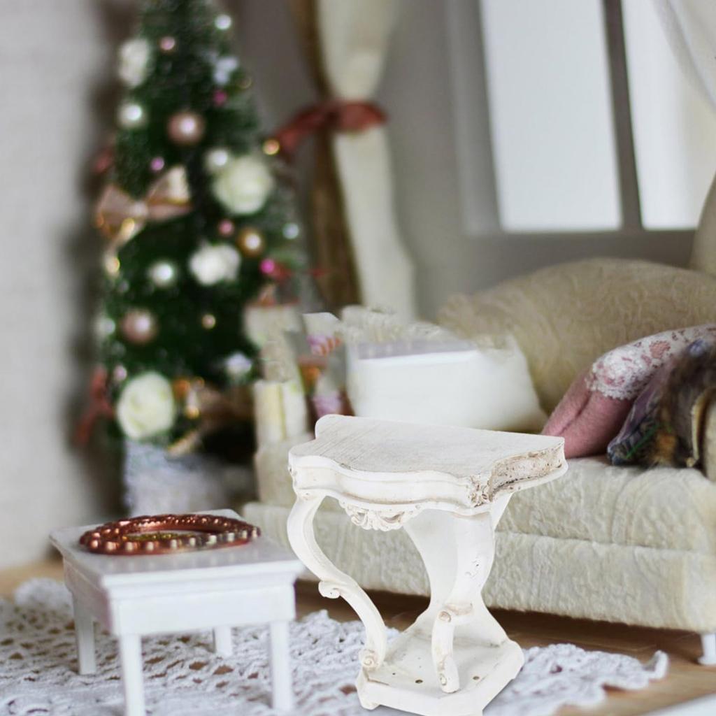 Dollhouse Miniature Furniture 1/12 Scale White Resin Side Table for Craft Enthusiasts and Dollhouse Collector
