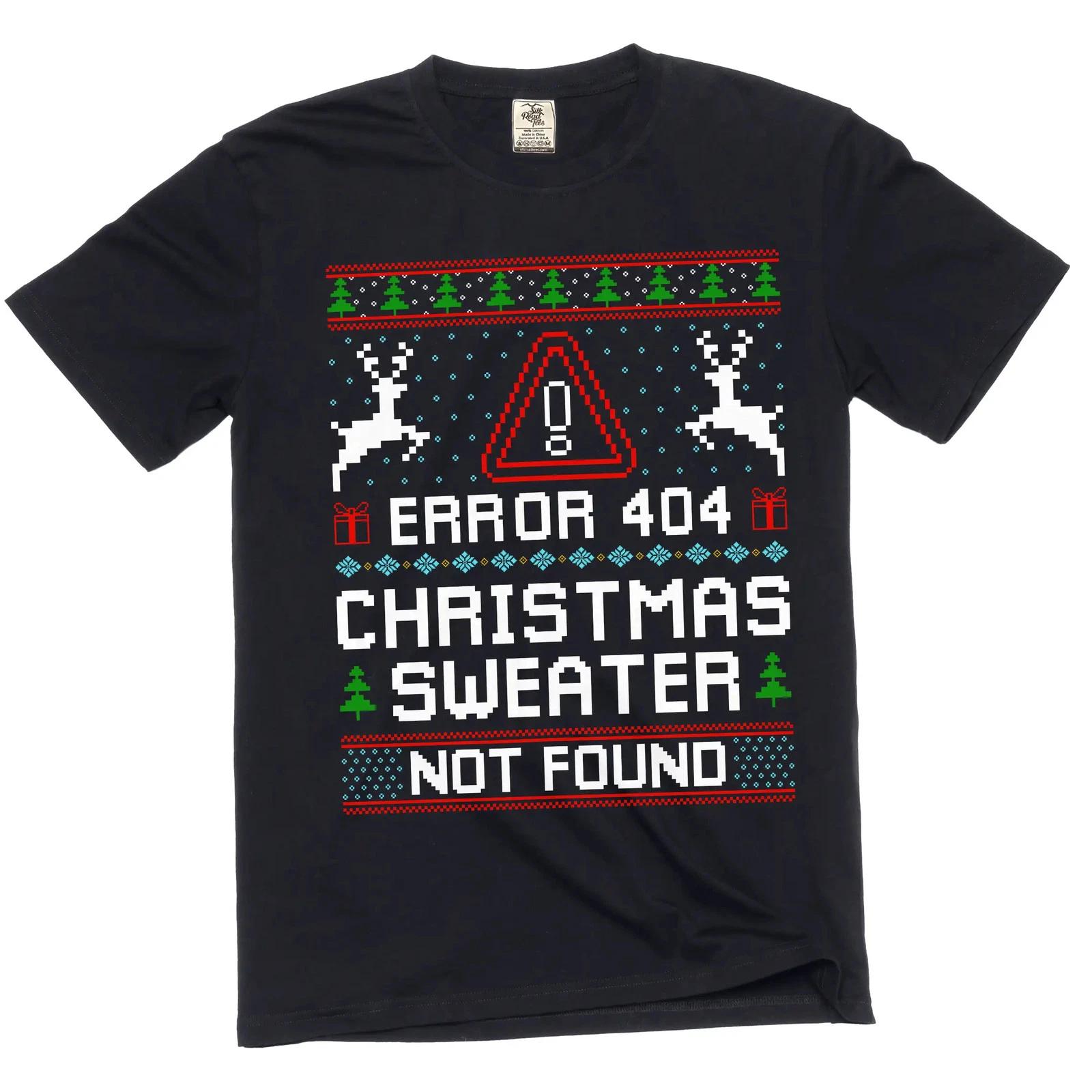 Christmas funny Error 404 Sweater not found T-shirt ugly sweater style Tee M
