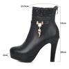 2024 Fashion High Heels Woman Booties Lace Design Princess Platform Party Wedding Womens Shoes White Black Ankle Boots Winter