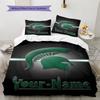 Name Custom Michigan State Spartans Pattern Bedding Set Quilt Cover Pillowcase Home Decor Gift (1 * Duvet Cover + 2 * Pillowcase, Without Core)