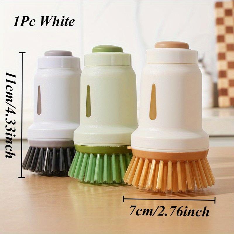 1pc Heavy Duty Press Type Dishwashing Brush with Non Slip Grip , Manual Scrubber for Pots, Pans, Plates , Non Scratch Kitchen, Bathroom Cleaning Brush