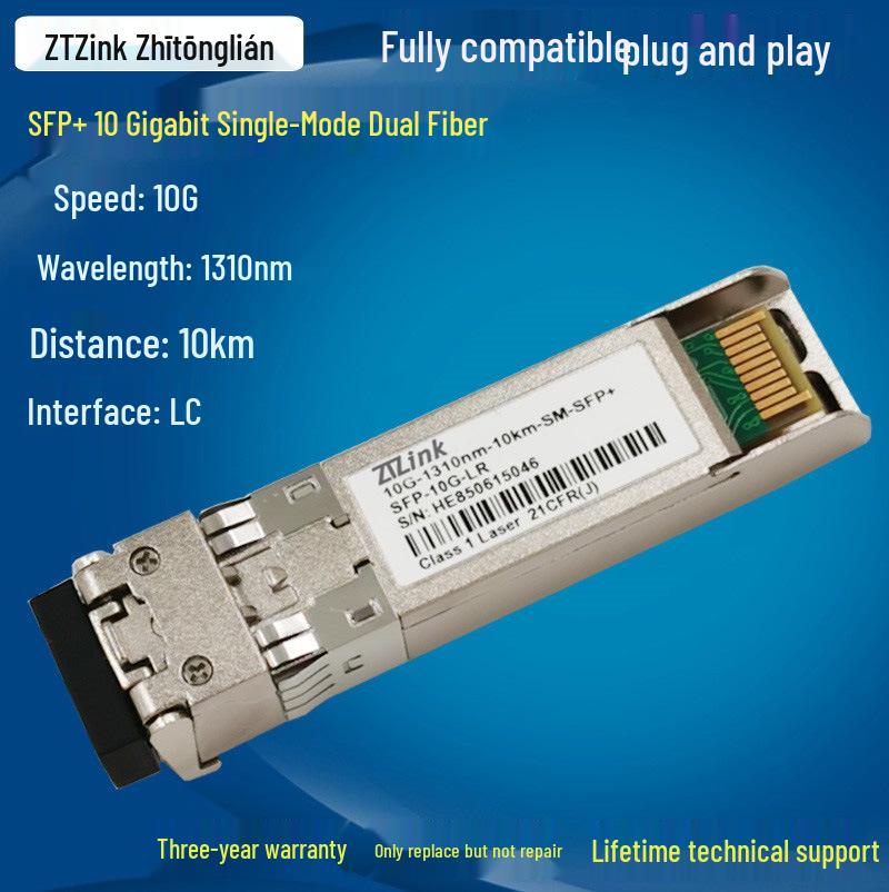 

Zhitonglian SFP+ 10G Single-Mode Dual Fiber Transceiver, 10km Range, SFP-10G-SR Long-Distance. 10 km