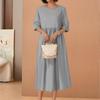 Women's Summer Color Round Neck Half Sleeve Casual Long Color Dress