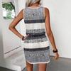 Women's Striped Print Sleeveless Dress Fashion Casual U-neck Off-the-shoulder Slip Dress