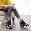 6CM High Top Women Shoes Synthetic Leather Platform Ankle Boots Wedge Hidden Heel Autumn Warm Fur Winter Shoes Sneakers