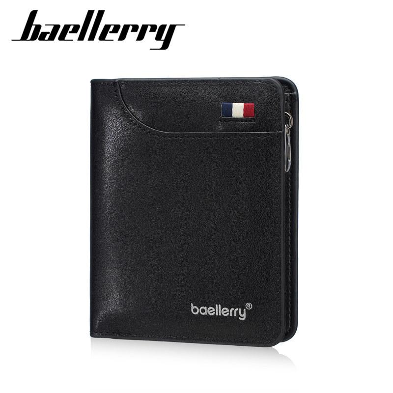 Baellerry Vintage Design Tri-fold Short Wallets for Men Fashion Business  Card Holder Zipper Purses