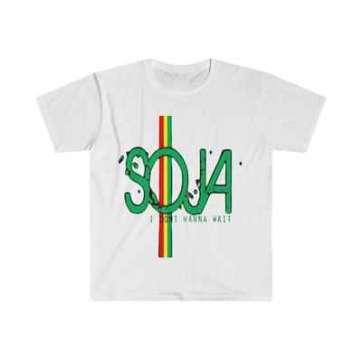 Weiches Baumwoll-T-Shirt. Soja Reggae Band Musik