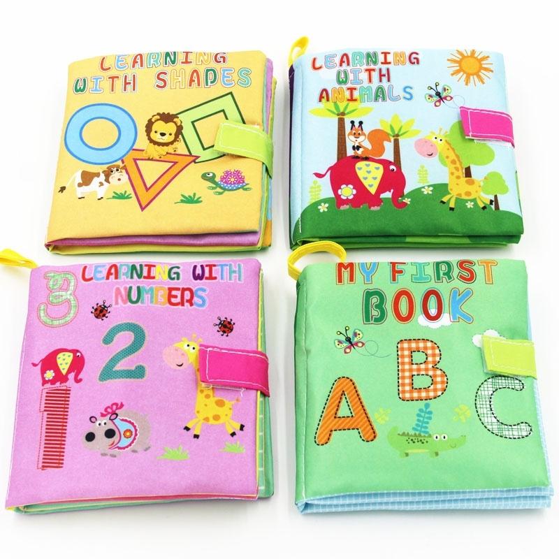 4 Style Baby Toys Soft Cloth Books Rustle Sound Infant Educational Toys 0-36 Months