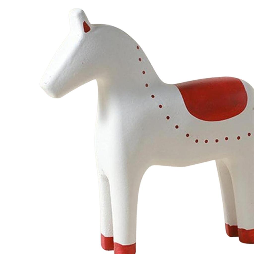 Wooden Horse Ornament Statue Birthday Gift Collectible Desktop Animal Sculpture Decor for Entrance Cabinet Fireplace