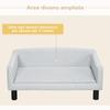 Velvet Dog Sofa for Medium and Small Dogs with Cushion, Armrests and Backrest, 82x54x36 Cm, Light Grey