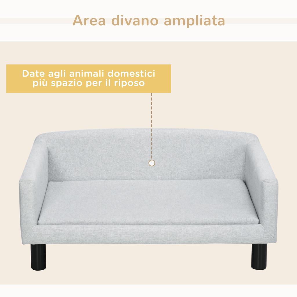 Velvet Dog Sofa for Medium and Small Dogs with Cushion, Armrests and Backrest, 82x54x36 Cm, Light Grey
