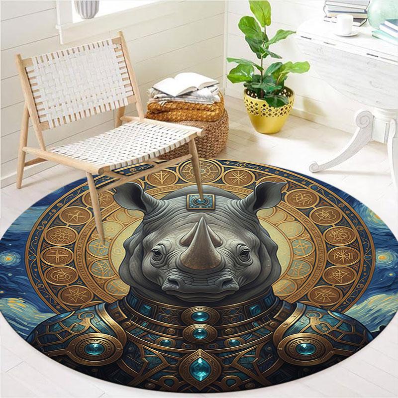 AnimalSorcerer Round Area Rug,Carpet Rug for Living Room Bedroom Sofa Playroom Decor,Non Slip Floor Mat
