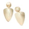 Women's Geometric Leaf Texture Earrings, Statement Metal Dangle Earrings, Edgy Instagram Style Jewelry