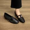 Sheepskin Version~ Retro Camellia Round Head Mary Jane Women's Shoes Commuting T-word with Light Mouth Temperament Thick Heel Single Shoes