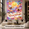 Floral Garden (167) Theme Wall Tapestry Customized With Name Text Personalized Hanging Tapestry For Bedroom Living Room Decor