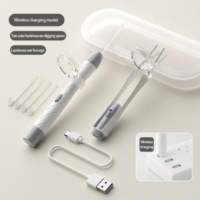 Nástroj na čištění uší Špachtlička do uší se světlem Čistič uší Odstraňovač ušního mazu Dobíjecí přes USB Sada na odstraňování ušního mazu Přenosná