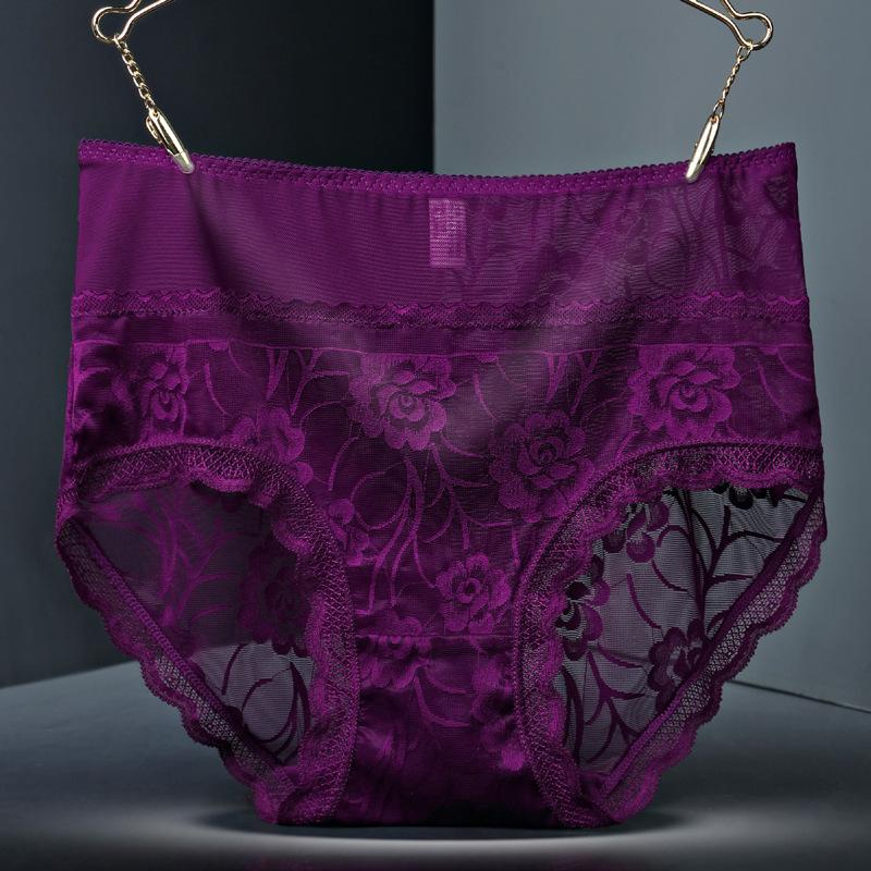Sexy Lace Traceless Women's Underwear Lifting Hips and High Waist Fat Large Size Briefs Cotton Bottom Crotch