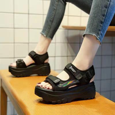 Damskie sandały sportowe Lato Nowe Buty Plażowe Casualowe Muffin Gruba Podeszwa Miękka Podeszwa Zwiększające Wysokość Antypoślizgowe