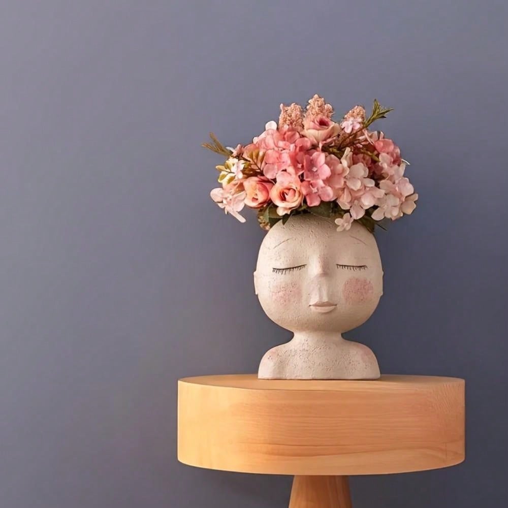 Facial Flowerpot Head Flowerpot, Cute Resin Succulent Plant Flowerpot, Unique Facial Flowerpot, Suitable for Indoor and Outdoor