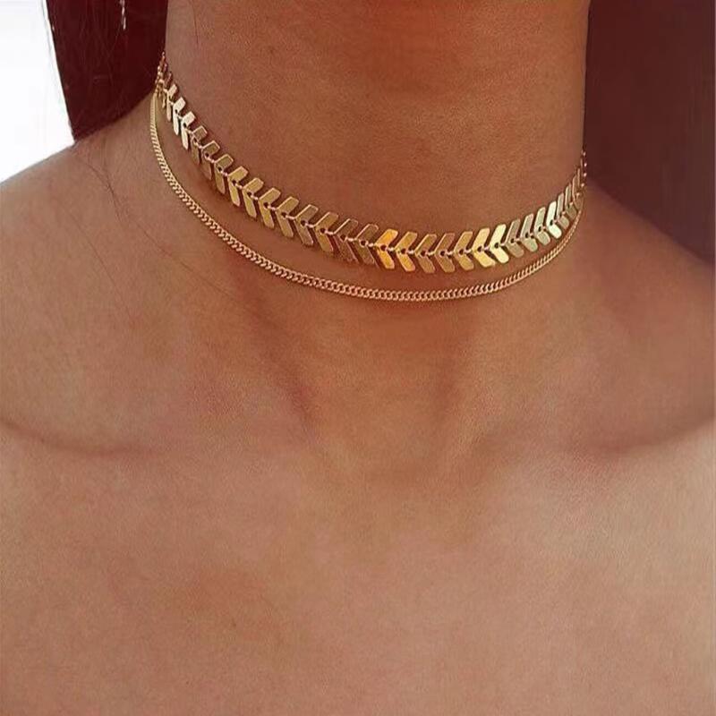 New Beads Women'S Neck Chain Pearl Choker Necklace Gold Color Goth Chocker Jewelry On The Neck Pendant