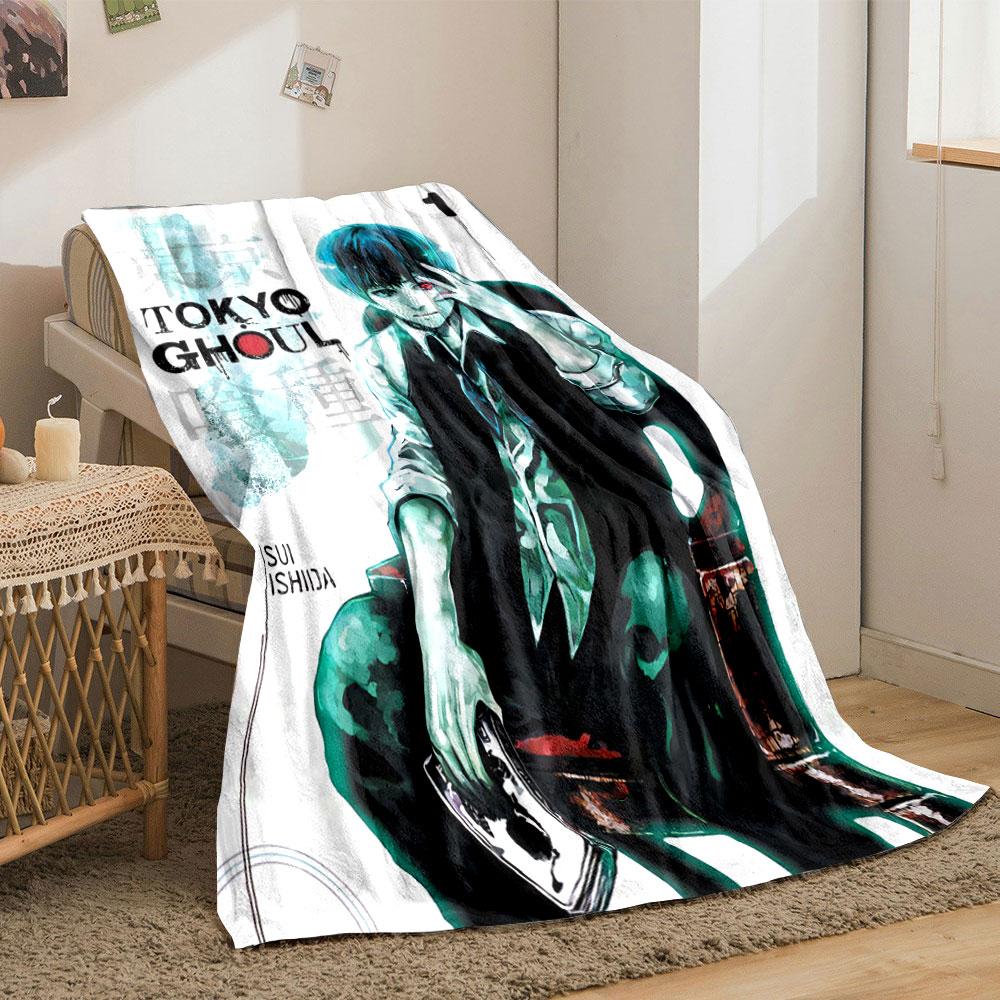 Bohemian Tokyo Ghoul Manga Cover Blue Cozy Blanket, Gentle Warmth Blanket for Year-Round Use, Plush Throw for Movie Nights at Home