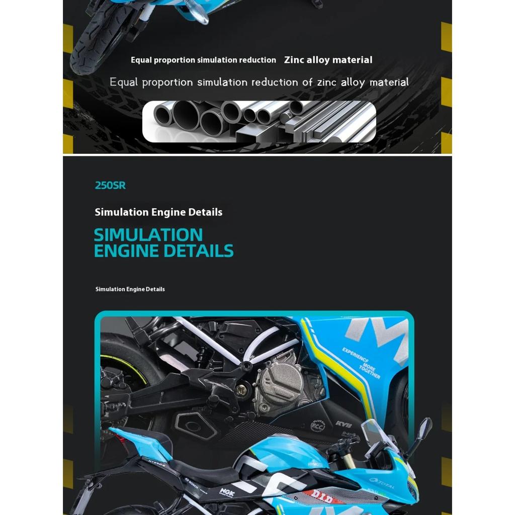 1/12 CFMOTO 250SR Motorradmodell, Simulierte Legierung Druckguss Kinderspielzeug, Motorradgeschenke für Jungen, Auto-Dekoration