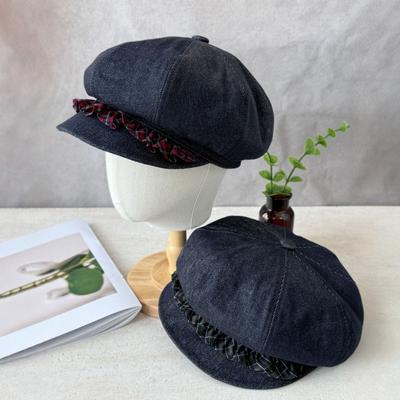 25 Early Autumn New Lace Denim Beret Women's Retro Personality Shows Their Face, Little Painter Hat Trend