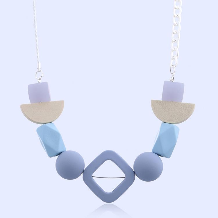 JMXD-Geometrische Anhänger Halskette Frauen, Übertrieben Schmuck, Holz Perlen, Zubehör