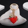 New Love Rose Pearl Pendant Keychain Girl Heart Sweet and Cute Backpack Jewelry Pendant Decoration
