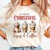 Comfort Colors Christmas Tee, Jesus & Coffee, Holiday Shirt