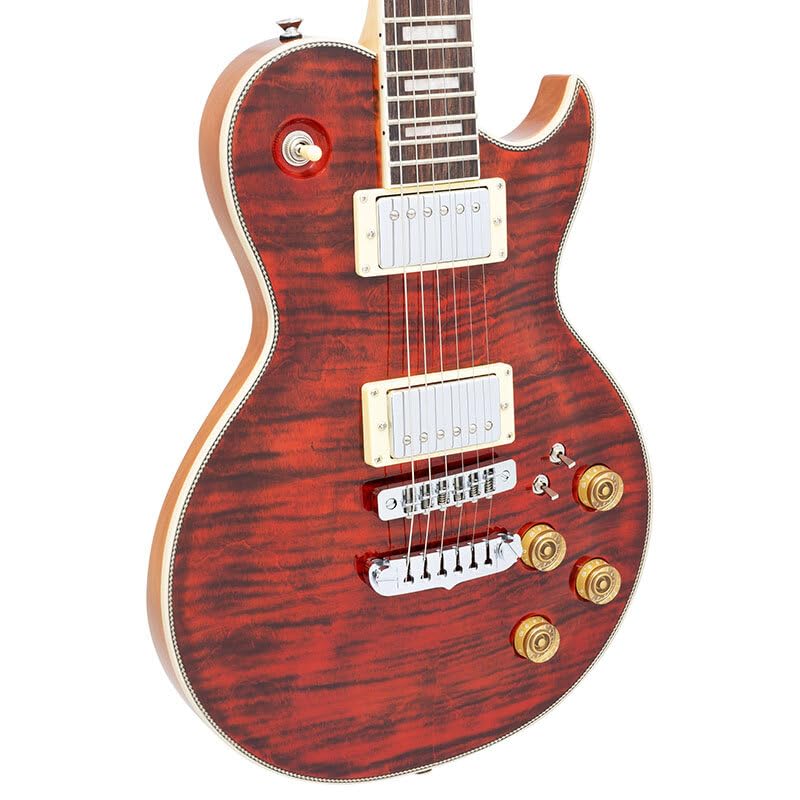 AriaProII SR Red Flame Maple Top PE Series Les Paul Type Electric Guitar Red PE-700 See-through See-through