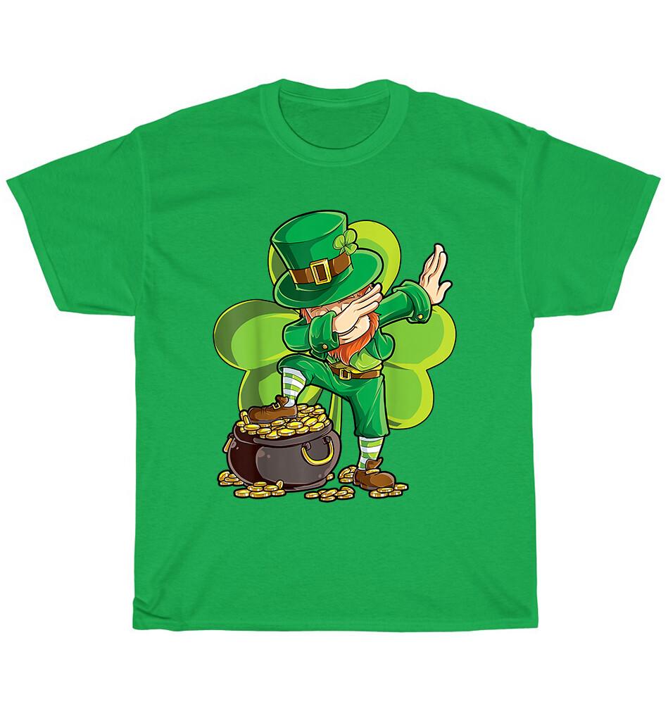 

Дэб Лепрекон Трилистник Золотая Монета Горшок Дэб Танец День Святого Патрика Футболка Подарок 3XL