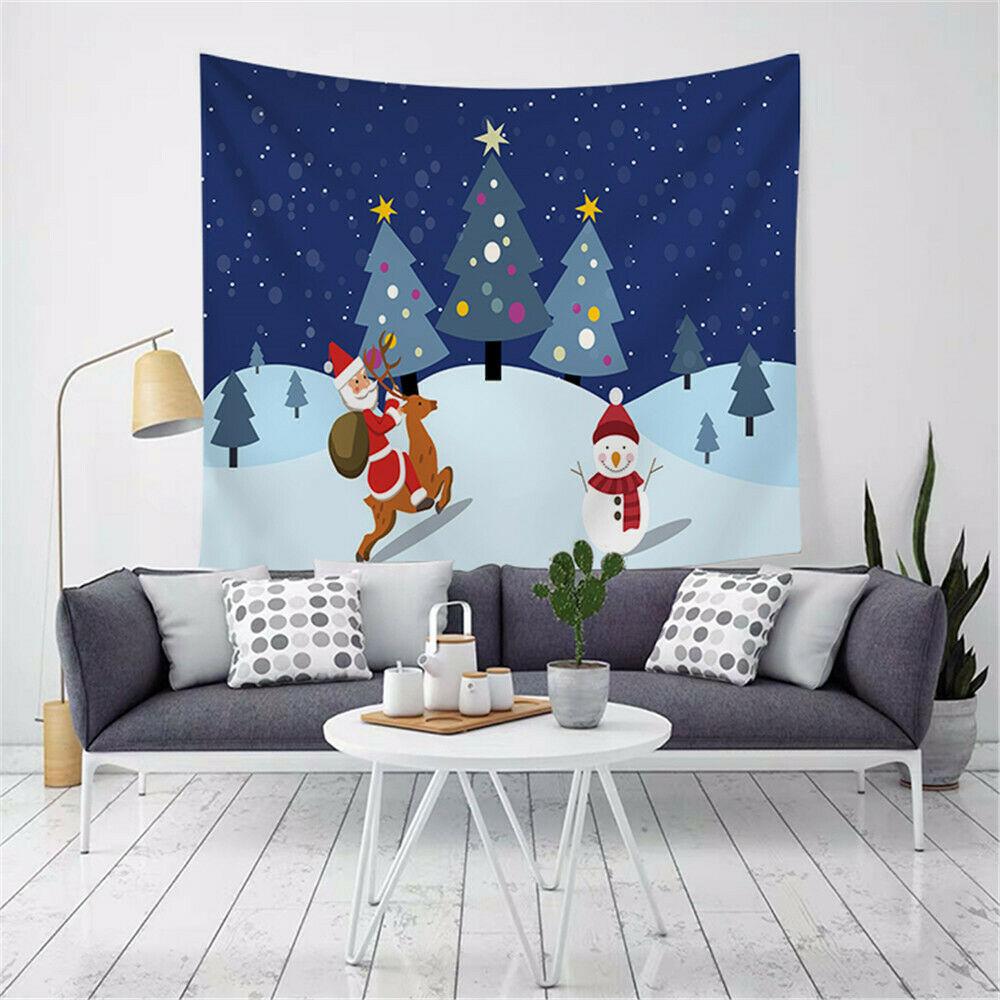 Merry Christmas Tapestry Santa Claus Reindeer Wall Decoration Backdrop Fabric Christmas Party Home Decor Tapestry Tapiz Navideño