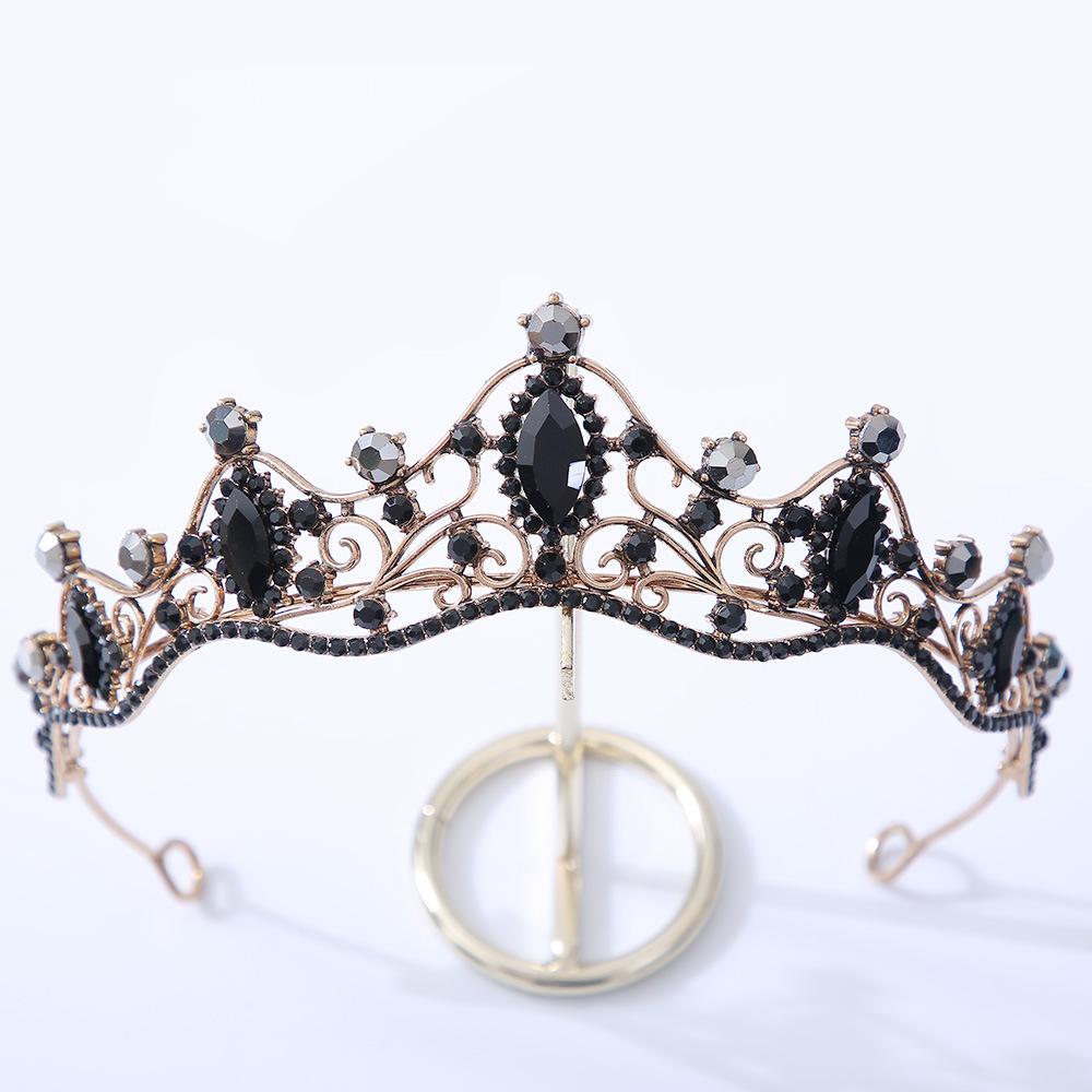 

DIEZI 13 Colors Green Pink Crystal Crown Hair Dress Accessories Tiara For Women Girls Party Rhinestone Bridal Crown Hair Jewelry чорний