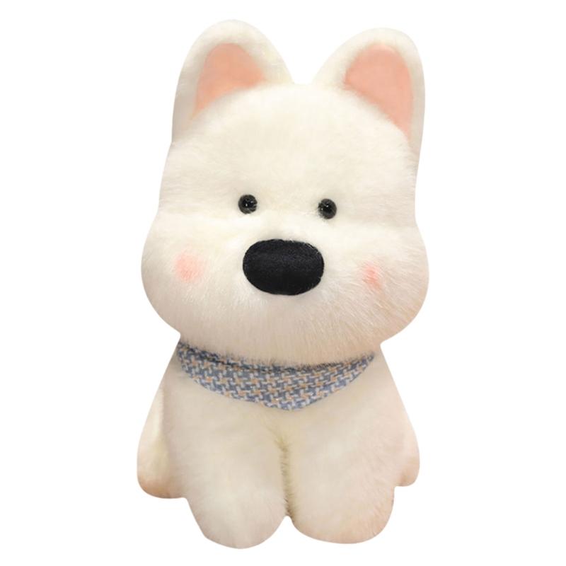 Soft Realistic Westie Dog Plushie Portable Child Friendly Soft Westie Highland Dog Stuffed Toy for Imaginative Play