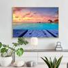 Piękny Zachód Słońca Niebieskie morze Pejzaż Morski Sztuka Ścienna Obraz na Płótnie Plakaty i Druki Nowoczesny Obraz Ścienny do Dekoracji Salonu