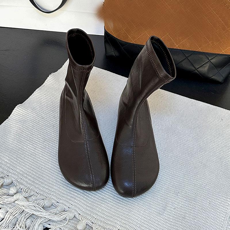 Female Height Increasing Shoes Ladies Modern Short Boots Round Toe Elastic Women Ankle Stretch Boots Slip On Shoes