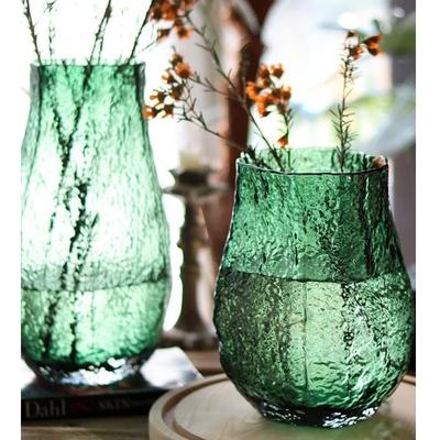Vaso in Vetro Strade Pieghettate Verde Trasparente Fioriera Idroponica Accessori per Composizioni Floreali Terrario Decorazione per la Casa