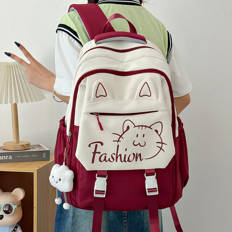 Sac à dos Chat Japonais Charmant Spacieux Cartable Scolaire pour Apprenant Femme Rose Kawaii Sac BD pour Cadeaux d'Enfants Avec des Matériaux de Qualité Supérieure