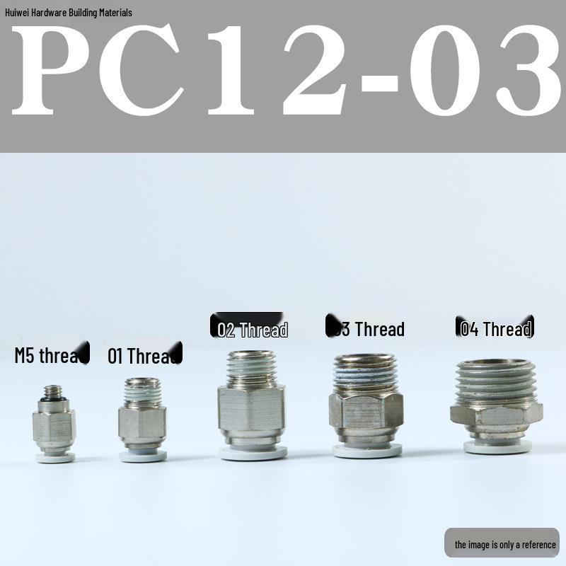 Pneumatic Push-to-Connect Air Hose Fitting - Quick Connectors PC6, PC8, PC12 (M5 Thread)