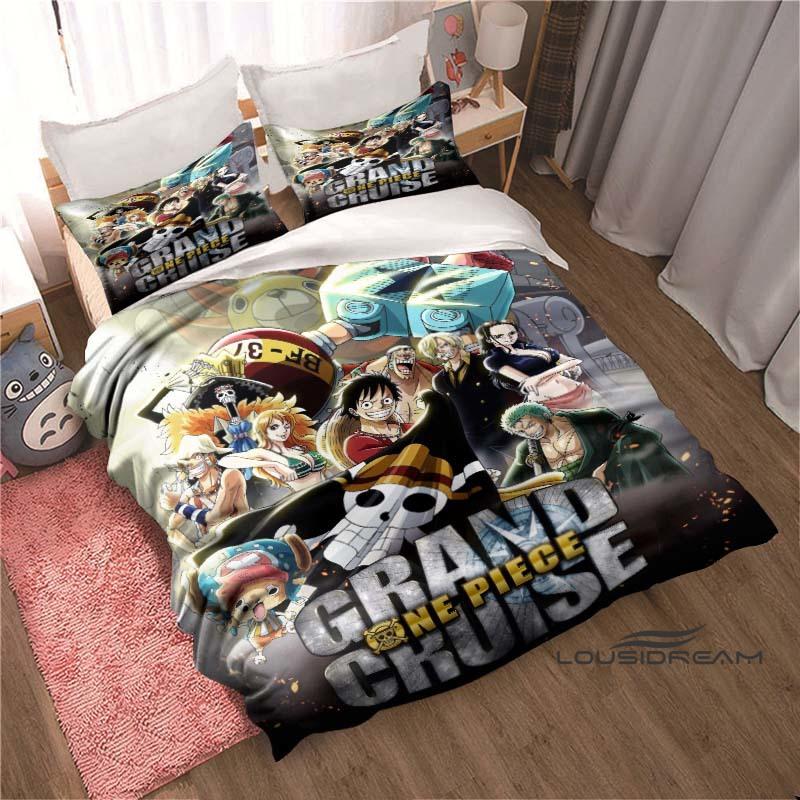 Monkey D. Luffy Cartoon ONE PIECE Bedding Set, Duvet Cover and Pillowcase 3-Piece Set, Holiday Gift for Children and Adults