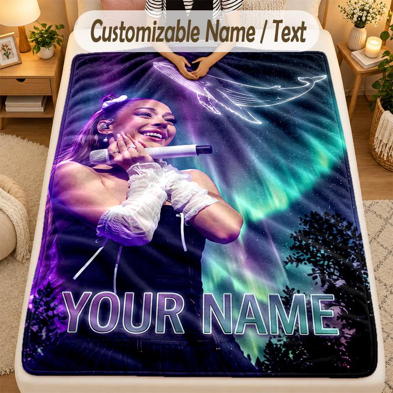 Flannel BlanketAyliva Custom Name Text Personalized Soft Warm Throw Blanket Home Decor Gift