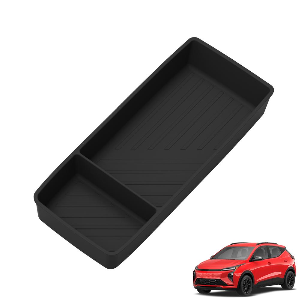 Smabee Left Drive For Chevrolet / Chevy Bolt Ev +Car Center Silicone Armrest Bottom Storage Tray Organizer Accessories Balck