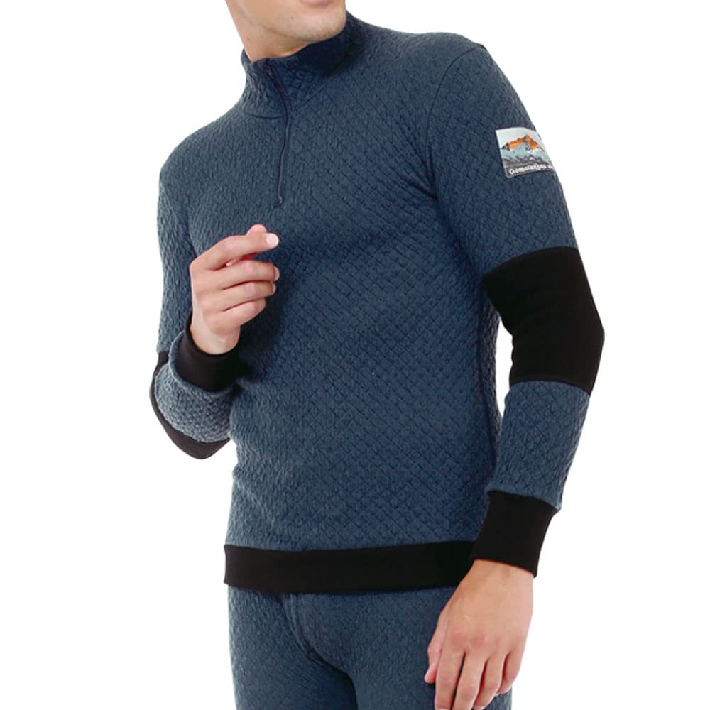Hidamari Chomolungma Pro Long Sleeve High Neck Warm Triple Size Navy Men's Undershirt, Underwear, Sapium, Layer, M, [QMPS901]